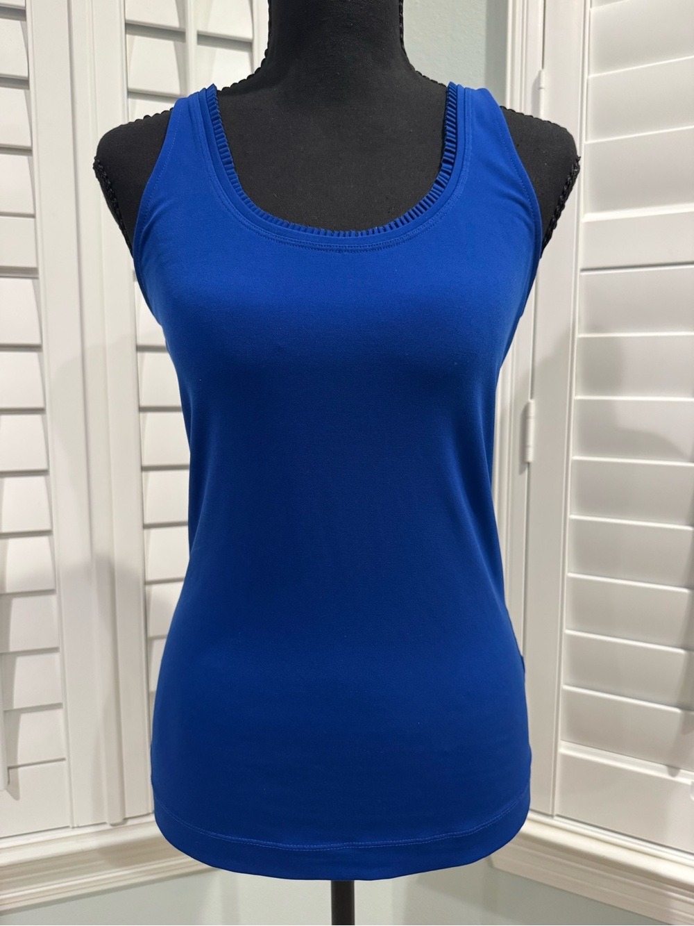 The Limited Royal Blue Scoop Neck Tank with Pleat Detail